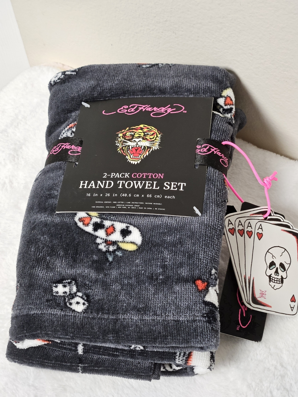 Ed Hardy Dark Gray Athletic Socks with Playing Card & Skull Motifs
